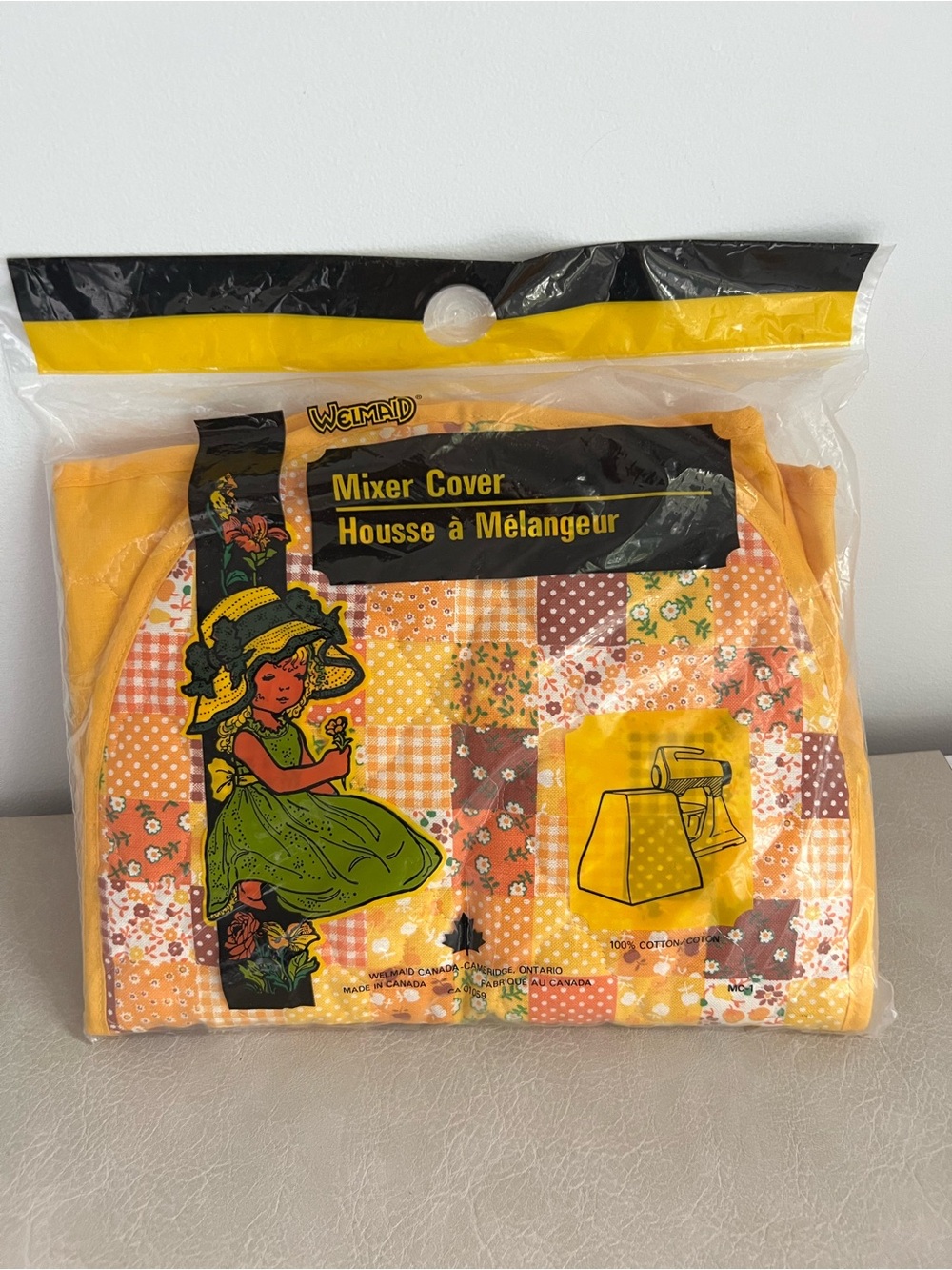 Vintage Welmaid Yellow Patchwork Stand Mixer Cover Holly Hobbie Style NIP New